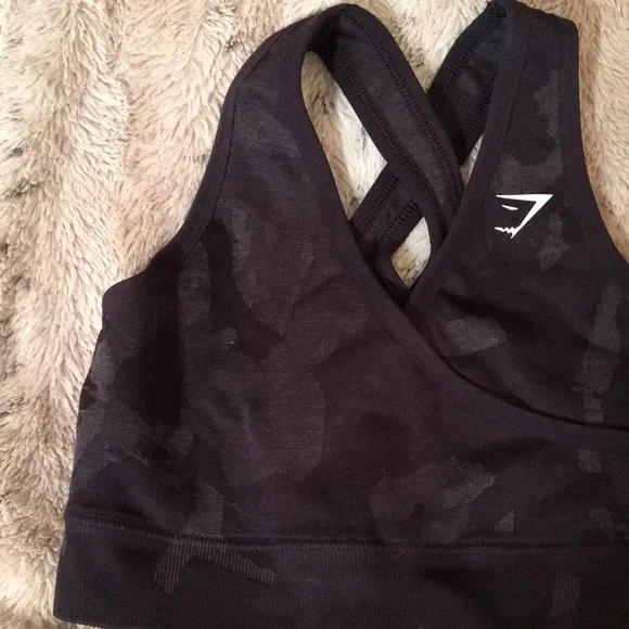 Gymshark Black Sports Bra Moisture-Wicking Racerback NEW - Picture 5 of 10